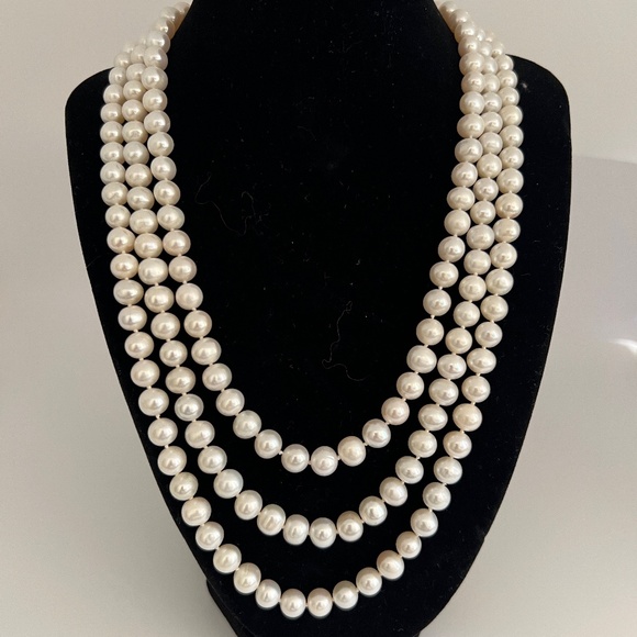 Belle de Mer Cultured Fresh Water Pearls --Triple Strand Necklace - Picture 1 of 4